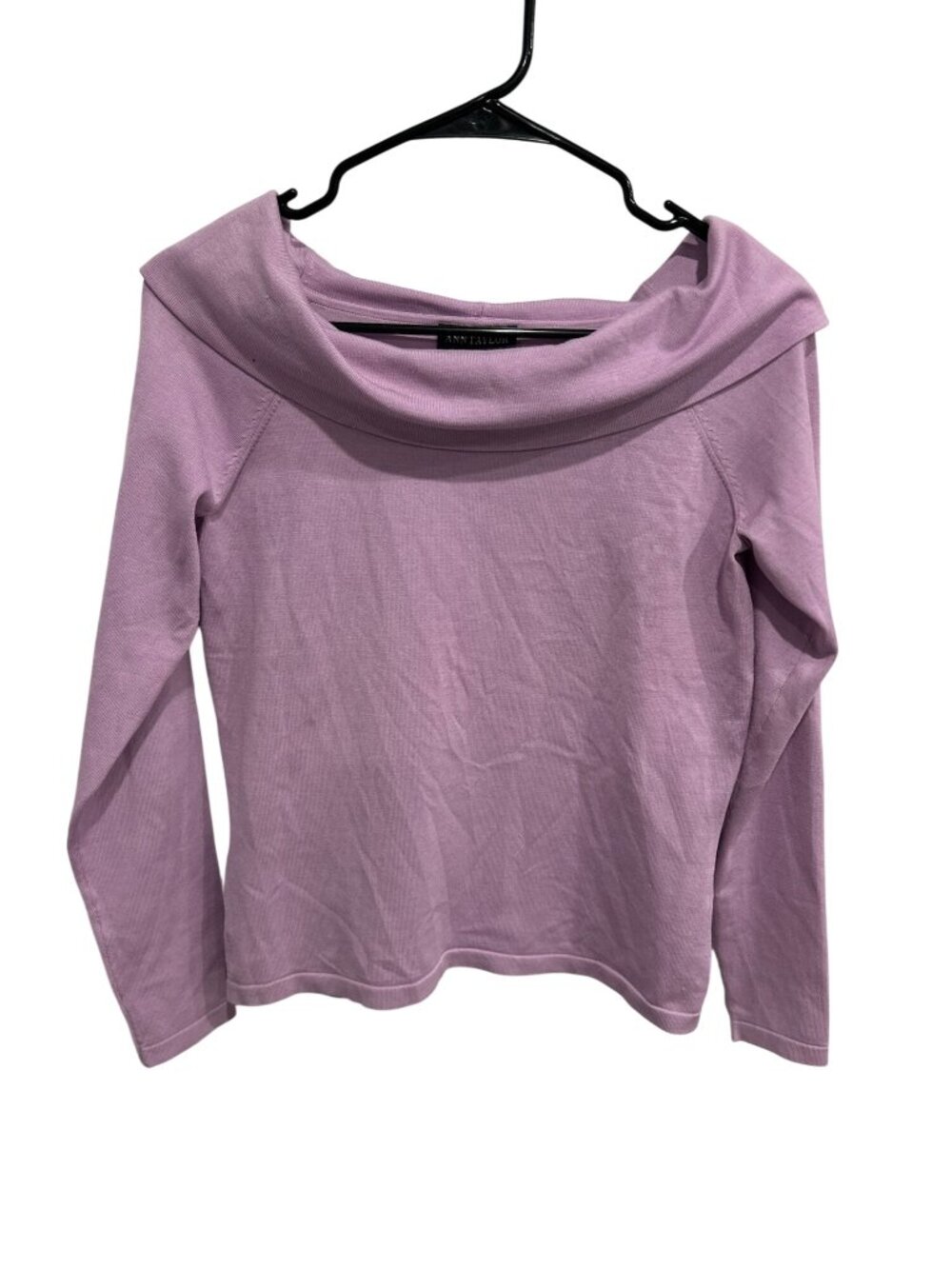 Ann Taylor Lavender Silk Blend Cowl Neck Long Sleeve Sweater Size Small Chic